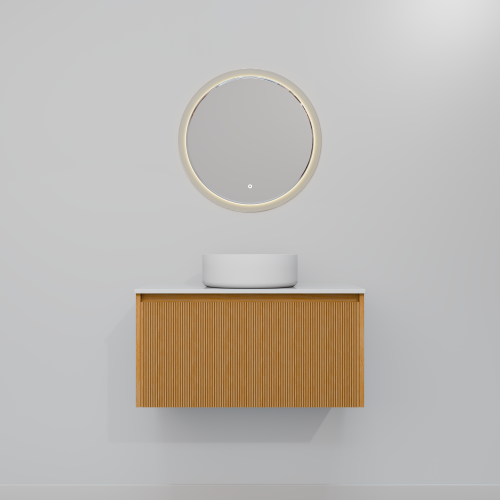 Тумба с раковиной+зеркало Art Decco Elizabeth (Элизабет) AEL08W11S3M0 80x45x40 подвесная цвет белый дуб