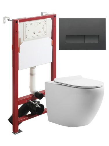 Комплект унитаз с инсталляцией и клавишей смыва Orange CI07-100W+APB244