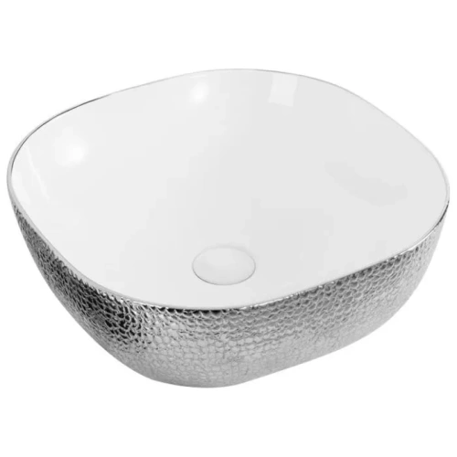 Раковина керамическая Gid 53302 40х40 накладная цвет белый/серебро без отверстий под смеситель