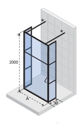 Душевая перегородка Riho GRID G004036121 140х200 стекло прозрачное профиль черный