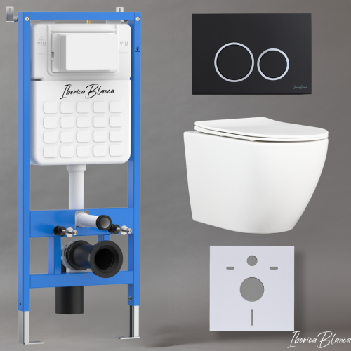 Комплект унитаз с инталляцией и клавишей смыва Iberica Blanca BILBAO ALTO IB001.BLA.234.822