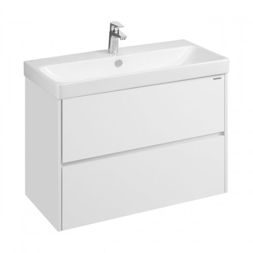 Тумба с раковиной Aquaton Сканди 1A2519K0SD010 88х45х66 напольная/подвесная цвет белый глянцевый/белый матовый