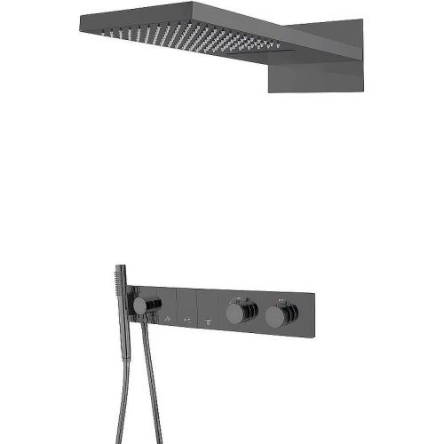 Душевая система Boheme Zodiac 133-SGM встраиваемая цвет антрацит с термостатом