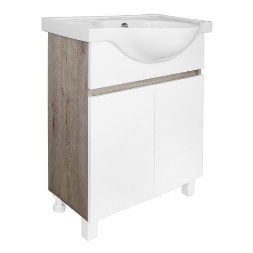 Тумба под раковину Loranto Глория CS00090159 61х43х76 напольная цвет белый/дуб кантри