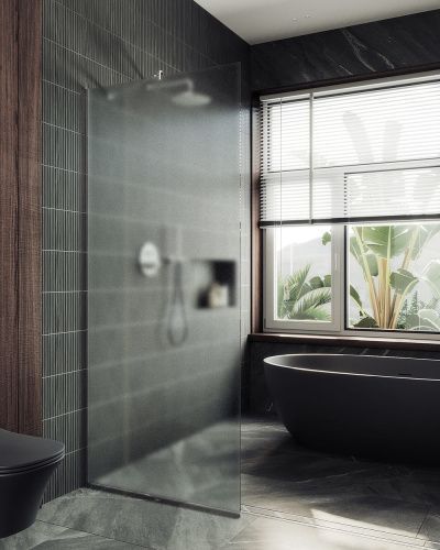 Душевая перегородка Maybah Glass MGD-680-1у 109х195 стекло тонированное профиль белый