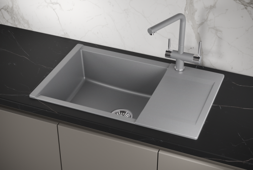 Кухонная мойка Granula 7807, АЛЮМИНИУМ 78х50 цвет серый поверхность матовая