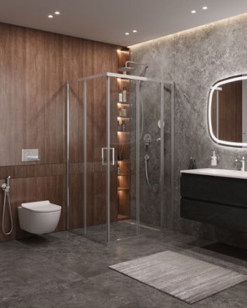 Душевой уголок Cezares MOLVENO MOLVENO-AH-21-100+30-C-Cr-IV 130х100 стекло прозрачное профиль хром глянцевый без поддона