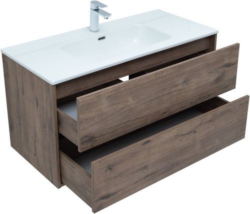 Тумба под раковину Aquanet Lino Flat 00287545 100х46х52 подвесная цвет темное дерево