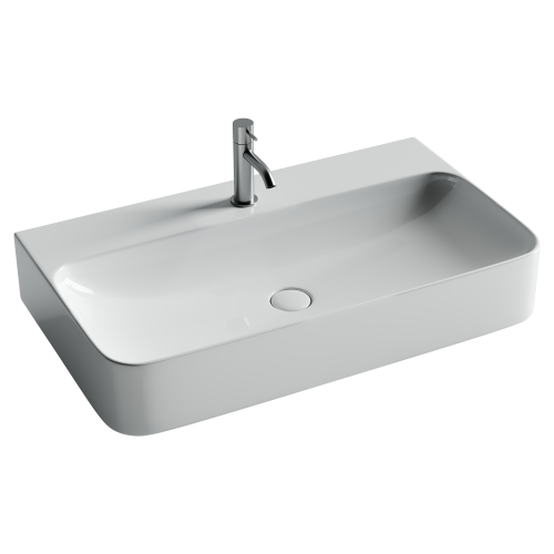 Раковина из сантехнического фарфора Ceramica Nova AURA CN2006 80х47 подвесная цвет белый 1 отверстие под смеситель