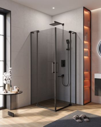 Душевой уголок Cezares SLIDER SLIDER-AH-2-90/100-100/110-GRIGIO-NERO 90х100 стекло тонированное профиль черный без поддона