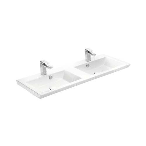 Раковина керамическая Dreja Isik 4120-KL 120х44 подвесная цвет белый 2 отверстия под смеситель
