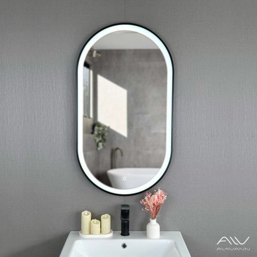 Зеркало в ванную Alavann Wave ALV1160001 52х92 цвет черный