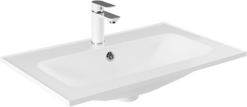 Раковина из литьевого мрамора Aquanet Арт 00318925 74х45 полувстраиваемая цвет белый 1 отверстие под смеситель