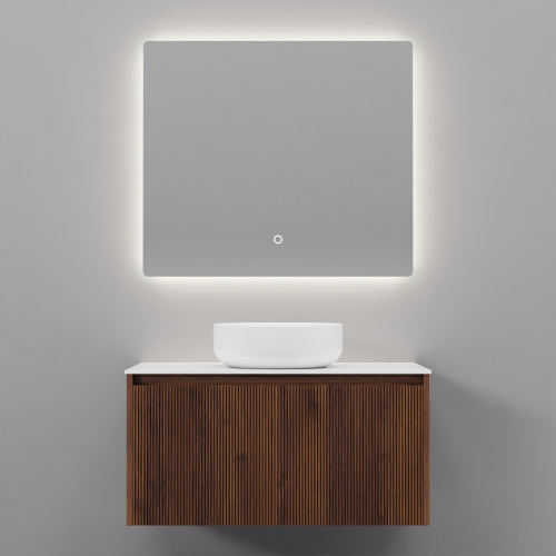 Тумба с раковиной+зеркало Art Decco Camilla (Камилла) ACM08W22S3M0 80x45x40 подвесная цвет черный орех