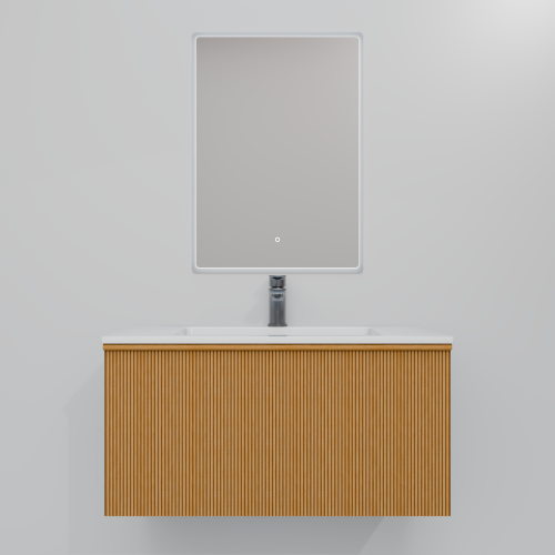 Тумба с раковиной+зеркало Art Decco Andy (Энди) AAN08W11S1MF 80x45x40 подвесная цвет белый дуб