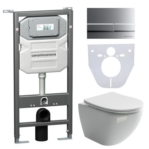 Инсталляция с кнопкой + унитаз + шумоизоляция Ceramica Nova CN4002_1002M_1000