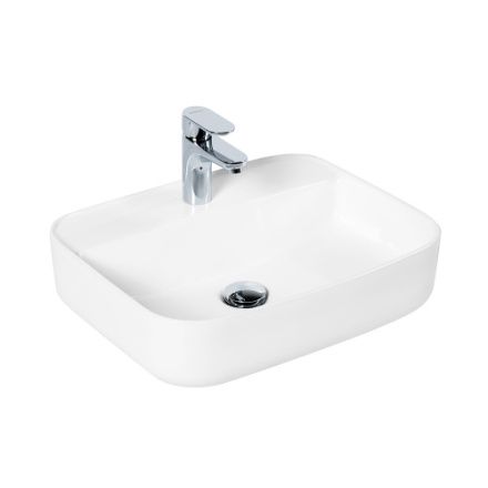 Раковина из сантехнического фаянса BelBagno BB1321 50х40 накладная цвет белый 1 отверстие под смеситель