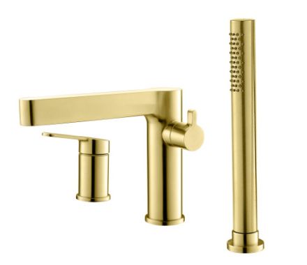 Смеситель BelBagno DELTA DEL-BVD3-BORO на борт ванны брашированное золото