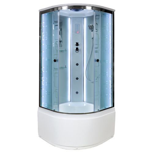 Душевая кабина AvaCan EM5011LED+GM 110х110 четверть круга с крышей ориентация универсальная