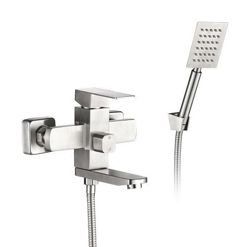 Смеситель для ванны WesnaArt Kubus KUB13-310 настенный сатин