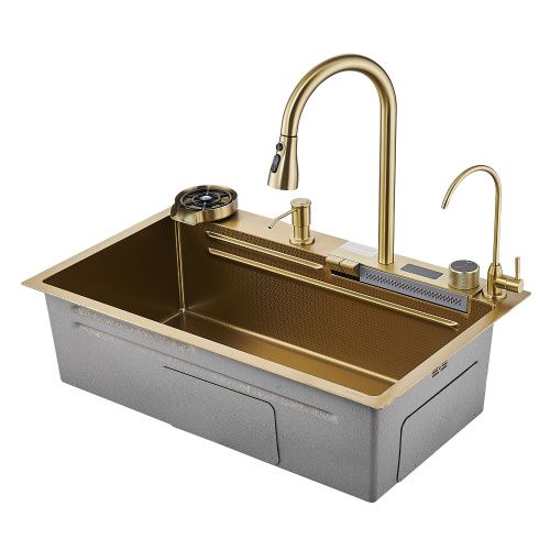 Кухонная мойка Savol S-SC002C 75х46 цвет золото поверхность матовая