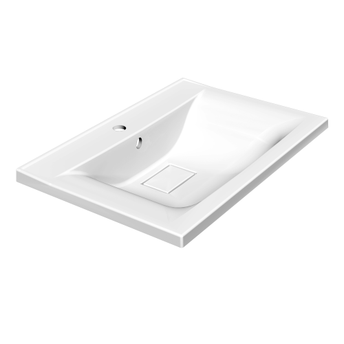 Раковина из литьевого мрамора Paola Paola Elegante 650 65х45 полувстраиваемая цвет белый глянцевый 1 отверстие под смеситель