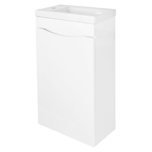 Тумба с раковиной Loranto Алина CS00087021 40х22х73 подвесная цвет белый глянцевый