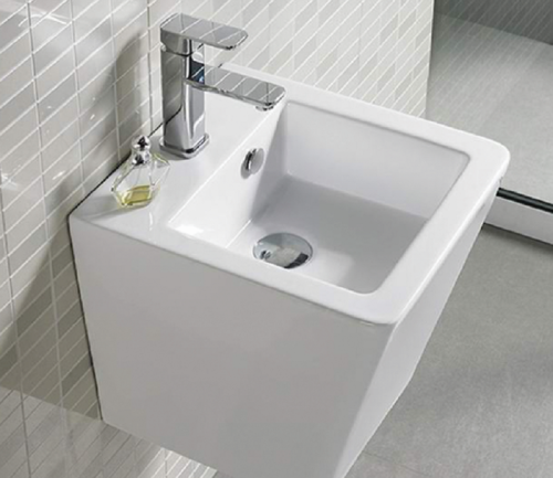 Раковина из санфаянса CeramaLux 500V 37х40 подвесная цвет белый 1 отверстие под смеситель