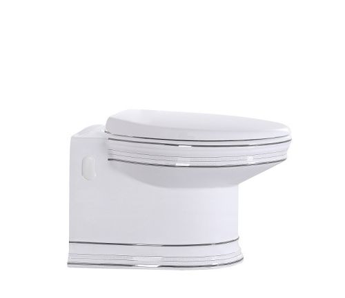 Унитаз приставной CeramaLux 4287 белый с сиденьем микролифт безободковый душевой смыв