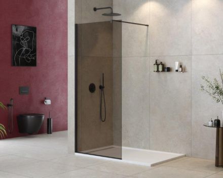 Душевая перегородка Cezares LIBERTA LIBERTA-L-1-90-120-BR-NERO 90х195 стекло тонированное профиль черный