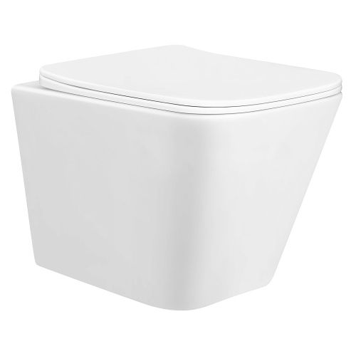 Унитаз подвесной Azario Hugo AZ-3103 белый с сиденьем микролифт безободковый каскадный смыв