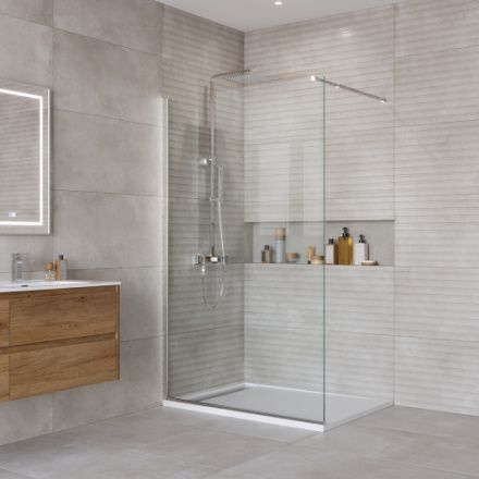 Душевая перегородка BelBagno KRAFT KRAFT-L-1-120-C-Cr 120х195 стекло прозрачное профиль хром глянцевый