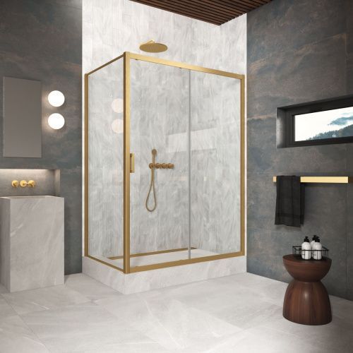 Душевой уголок Vegas-Glass ZP+ZPV Protec ZP+ZPV Protec h1900 170*70 03 crystalvision 170х70 стекло прозрачное профиль золото без поддона