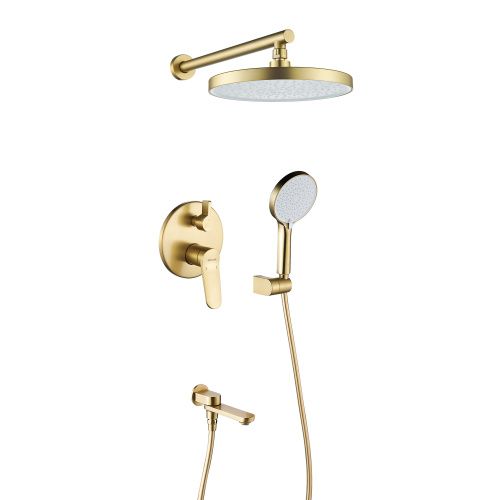 Душевая система Shevanik S4335G встраиваемая в стену цвет золотой сатин