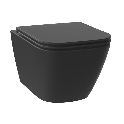 Унитаз подвесной Wellsee Pure BY Wellsee 182604001 черный матовый с сиденьем микролифт безободковый каскадный смыв