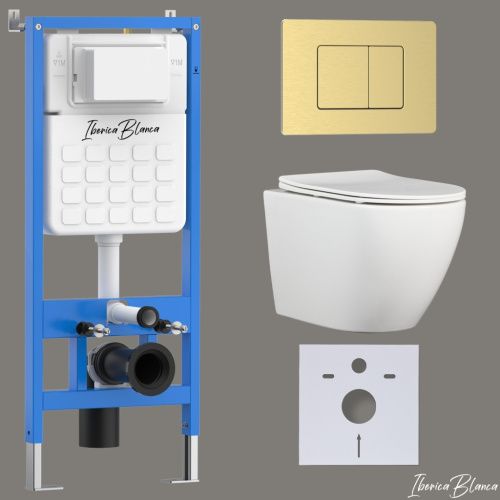 Комплект унитаз с инталляцией и клавишей смыва Iberica Blanca BILBAO ALTO IB001.BLA.234.1150