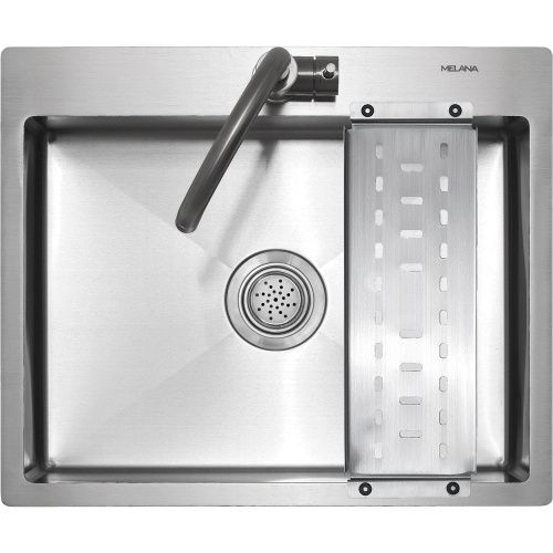 Кухонная мойка Melana ProfLine MLN-R6050HK+коландер 60х50 цвет сатин поверхность матовая