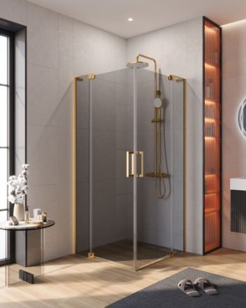 Душевой уголок Cezares SLIDER SLIDER-A-2-90/100-GRIGIO-BORO 90х90 стекло тонированное профиль золото брашированное без поддона