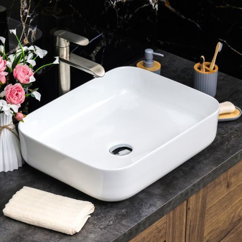 Раковина из сантехнического фарфора Melana 78109-805 51х40 накладная цвет белый без отверстий под смеситель