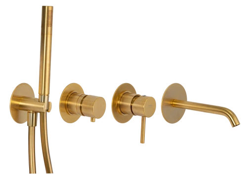 Смеситель для ванны Remer X Style X96S03ROXXBG встраиваемый в стену брашированное золото