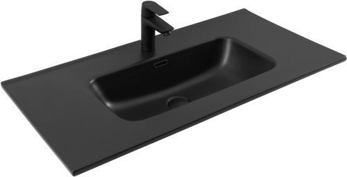 Раковина керамическая Aquanet Flat 00329256 91х47 полувстраиваемая цвет черный 1 отверстие под смеситель