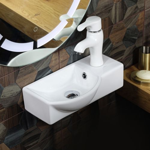 Раковина из сантехнического фарфора Melana 7947AL-805 41х23 подвесная цвет белый 1 отверстие под смеситель