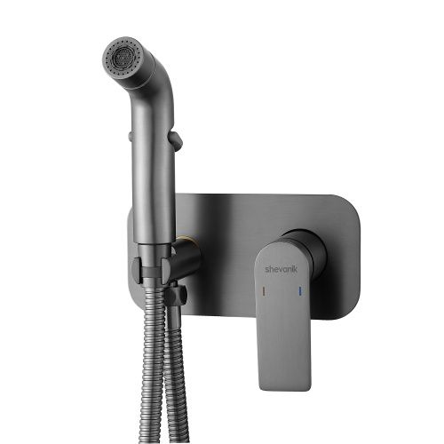Гигиенический душ со смесителем Shevanik S4105T оружейная сталь