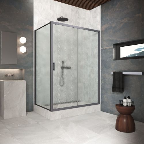 Душевой уголок Vegas-Glass ZP+ZPV Protec ZP+ZPV Protec h1900 170*70 06 02 170х70 стекло рифленое профиль вороненая сталь без поддона