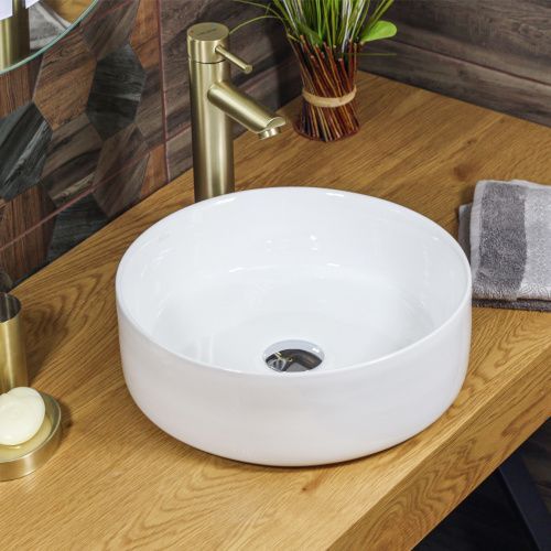 Раковина из сантехнического фарфора Melana 320300-805 36х36 накладная цвет белый без отверстий под смеситель