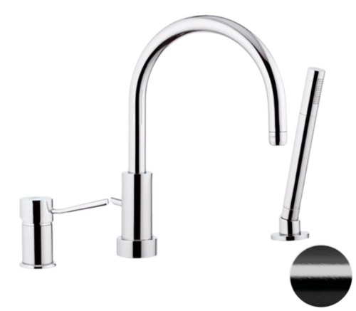 Смеситель Remer Minimal N072CFP на борт ванны черный брашированный хром