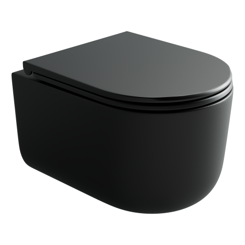 Унитаз подвесной Ceramica Nova ULMA CN4006TMB черный матовый с сиденьем микролифт безободковый смыв торнадо