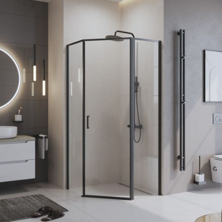 Душевой уголок BelBagno UNO-195 UNO-195-P-1-90-C-NERO 90х90 стекло прозрачное профиль черный без поддона