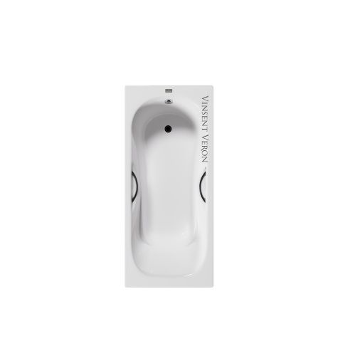 Ванна чугунная Vinsent Veron Aura VAU1808045H/VH0015BL 180х80 пристенная прямоугольная с ножками с ручками