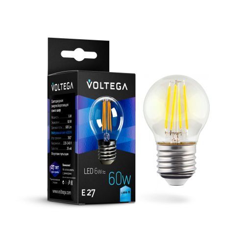 Лампа светодиодная Voltega Globe E27 6W 7024